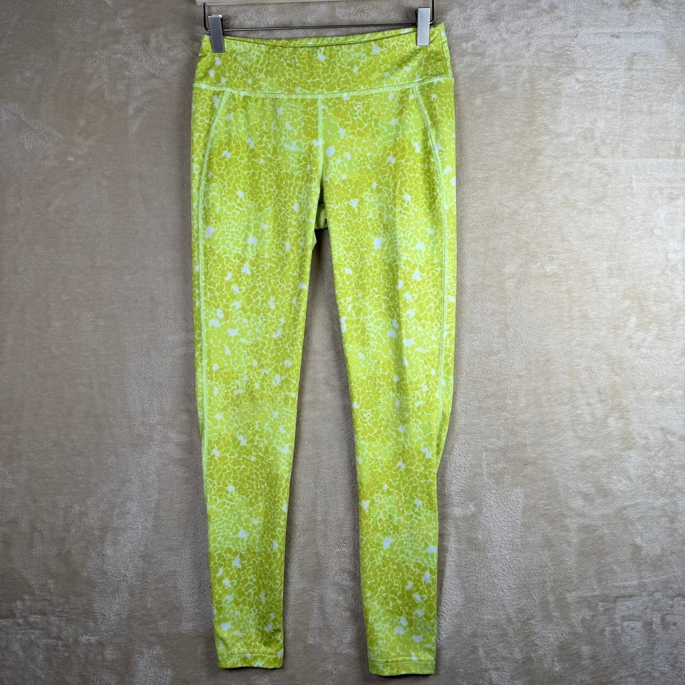 The North Face Womens Lime Green Abstract Print Active Leggings Small S/P